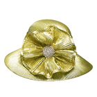 Les chapeaux de l'église des dames métalliques argentées de tresse d'or stupéfiant le diamant bouclent le règlage