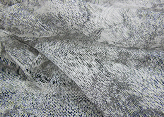 Tissu métallique argenté en nylon de dentelle de fil pour les chemises de nuit CY-LW0632 antistatique