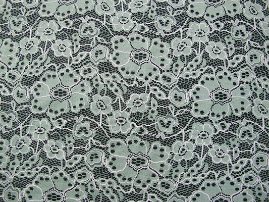 Modèle de fleur brodé par nylon durable fait sur commande de vert de tissu de dentelle de coton