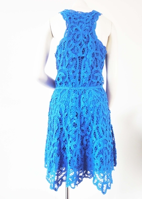 Le bleu royal de vêtements de mode de dames a brodé la robe de coton pour des femmes avec la conception de dos de coureur