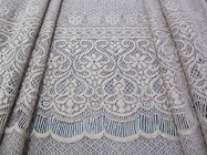 Fleur épaisse de tissu extensible en nylon de dentelle de coton tricotée par cil gris pour Madame Dress