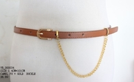 Les ceintures bronzages d'unité centrale de tissu de léopard de marine, cousant ceinture la chaîne d'or pour des filles