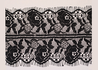 Larges brodées OEM Crochet coton noir cils vague Lace Trim pour les femmes