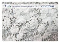 Tissu de dentelle de jacquard de nylon de 100% avec blanc/vert/couleur bleue CY-CX0039
