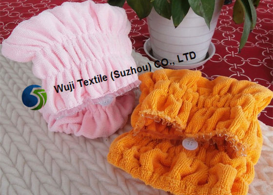 turban de séchage de cheveux d'impression adapté aux besoins du client par 37*16cm et de broderie avec la dentelle