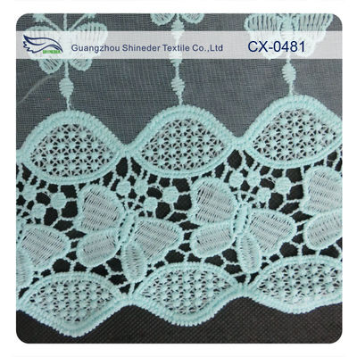 Tissu de dentelle de broderie d'organza de papillon, teinture qui respecte l'environnement/teinture normale