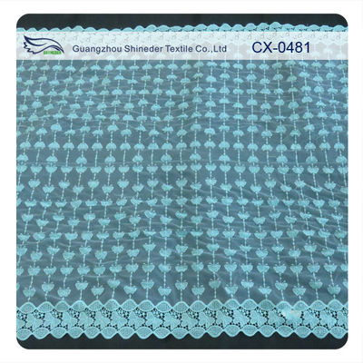 Tissu de dentelle de broderie d'organza de papillon, teinture qui respecte l'environnement/teinture normale