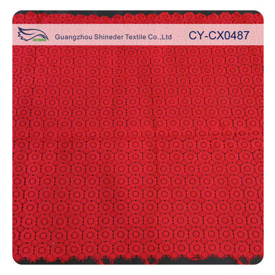 Tissu brodé floral de dentelle de bout droit rouge pour la robe et le dessus de femmes