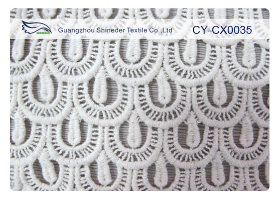 Tissu blanc de dentelle de coton