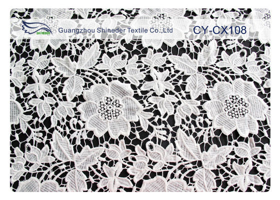 Tissu de dentelle brodé par coton en nylon avec la largeur CY-CX108 de 120cm