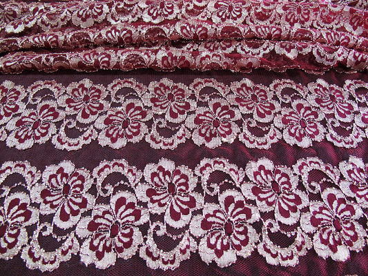 Teinture qui respecte l'environnement de tissu élastique floral onduleux de dentelle pour la robe de soirée CY-DK0037