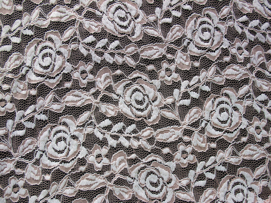 Tissu extensible de dentelle de polyester de Spandex de coton avec la dentelle de fleur tricotée par maille