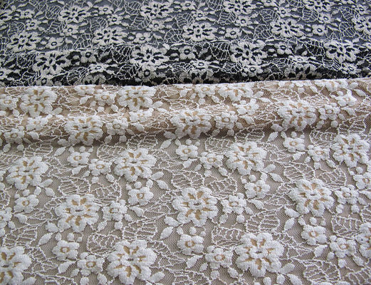 Azo étirable en ivoire balayé floral de tissu élastique de dentelle teignant librement CY-LW0652