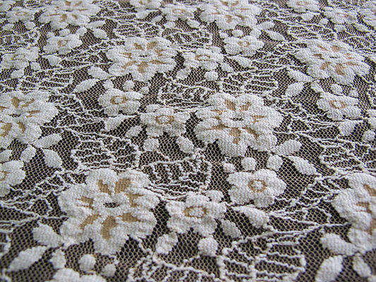 Azo étirable en ivoire balayé floral de tissu élastique de dentelle teignant librement CY-LW0652