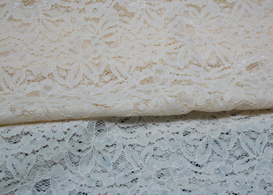 Tissu élastique blanc de dentelle pour la tapisserie d'ameublement