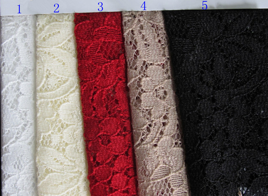 Tissu élastique blanc de dentelle pour la tapisserie d'ameublement