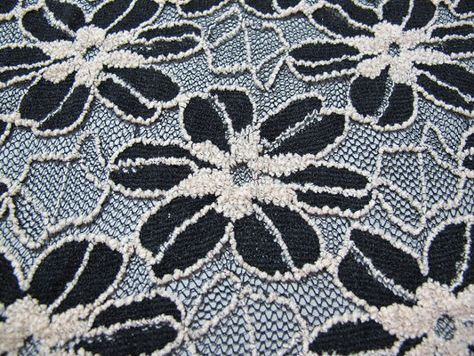 Noir/blanc a tricoté le tissu élastique de dentelle pour Madame Garment Sunflower Pattern CY-DK0008