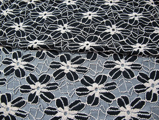 Noir/blanc a tricoté le tissu élastique de dentelle pour Madame Garment Sunflower Pattern CY-DK0008