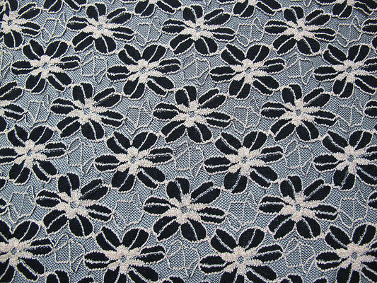 Noir/blanc a tricoté le tissu élastique de dentelle pour Madame Garment Sunflower Pattern CY-DK0008