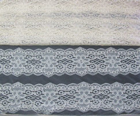 Tissu sur toute la surface blanc de dentelle de tissu élastique de dentelle