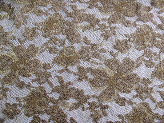 Tissu floral en vrac métallique CY-LW0060 de teinture qui respecte l'environnement de dentelle cranté par noir