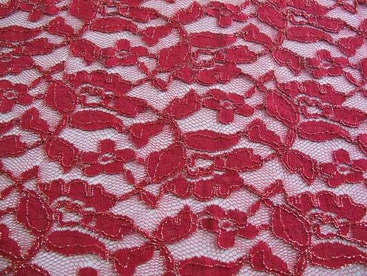Tissu métallique de dentelle de crochet d'or en nylon de coton de bleu royal par la cour