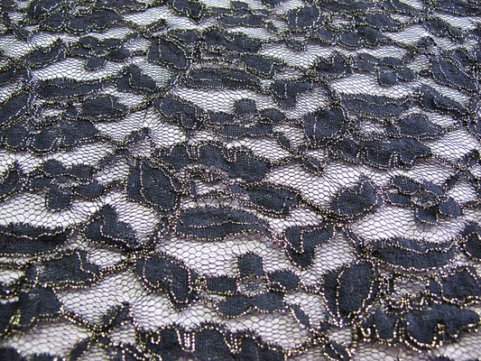 Tissu métallique de dentelle de crochet d'or en nylon de coton de bleu royal par la cour