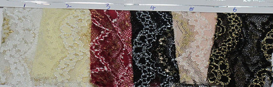 Tissu de dentelle d'oeillet de lingerie élastique, antistatique métalliques et multi colorés