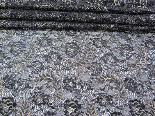 Bleu métallique de tissu de dentelle de cru, tissu floral en nylon SYD-0002 de dentelle de Tulle