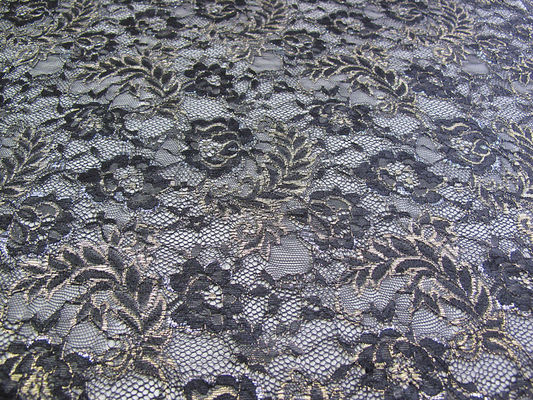 Bleu métallique de tissu de dentelle de cru, tissu floral en nylon SYD-0002 de dentelle de Tulle