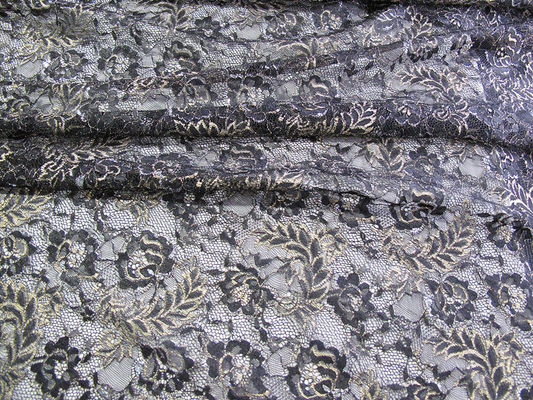 Bleu métallique de tissu de dentelle de cru, tissu floral en nylon SYD-0002 de dentelle de Tulle