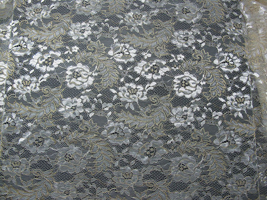 Bleu métallique de tissu de dentelle de cru, tissu floral en nylon SYD-0002 de dentelle de Tulle