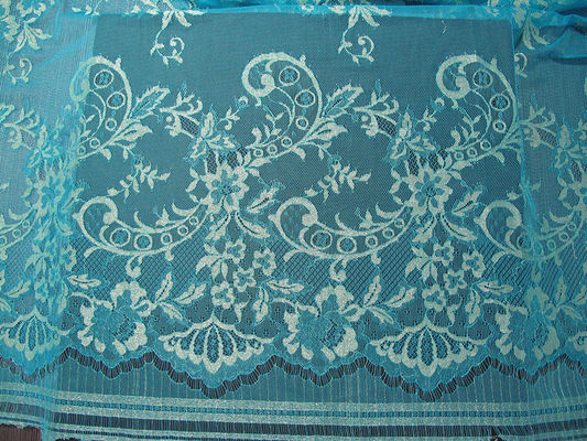 Bleu métallique de tissu de dentelle de cru, tissu floral en nylon SYD-0002 de dentelle de Tulle