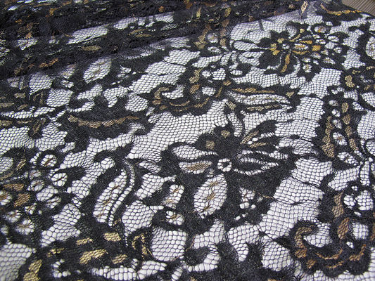 Tissu multicolore élastique de dentelle de broderie