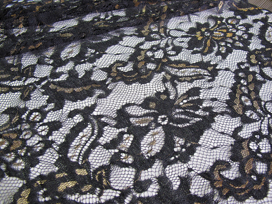Tissu en nylon métallique de dentelle écologique pour le noir CY-LW0219 d'habillement