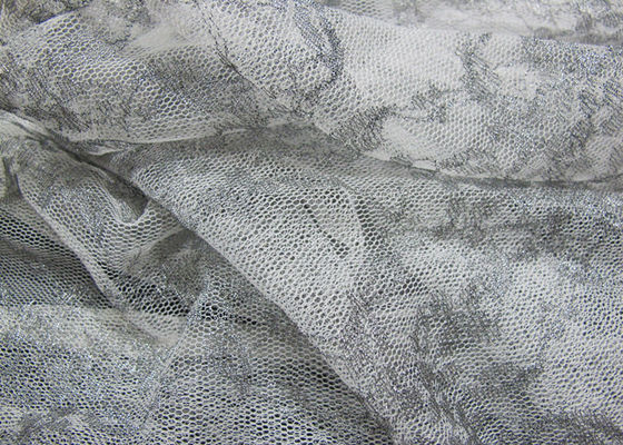 Tissu métallique argenté en nylon de dentelle de fil pour les chemises de nuit CY-LW0632 antistatique