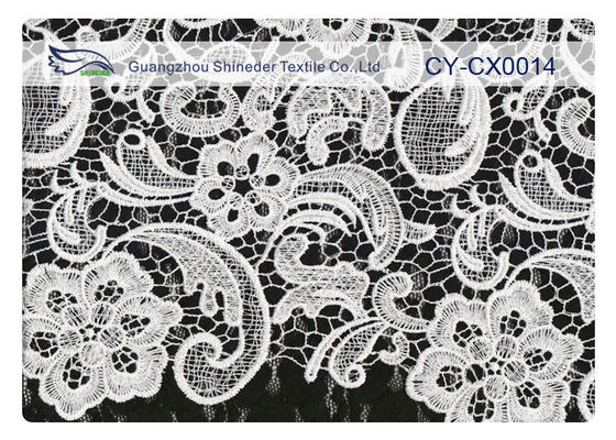 Le nylon fait sur commande d'OEM/ODM a brodé le tissu de dentelle pour la robe CY-CX0014
