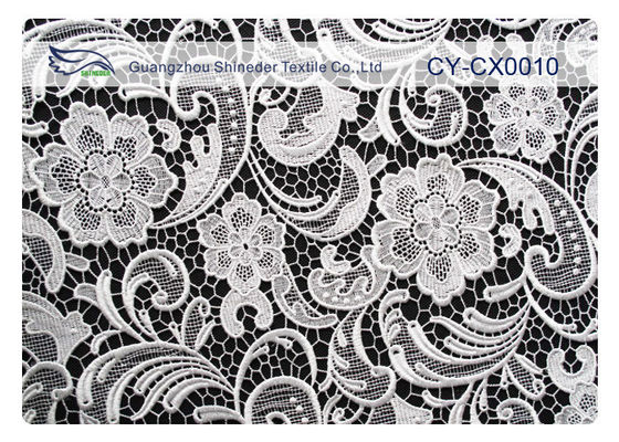 Tissu brodé qui respecte l'environnement de dentelle, tissu de coton en nylon de dentelle CY-CX0010