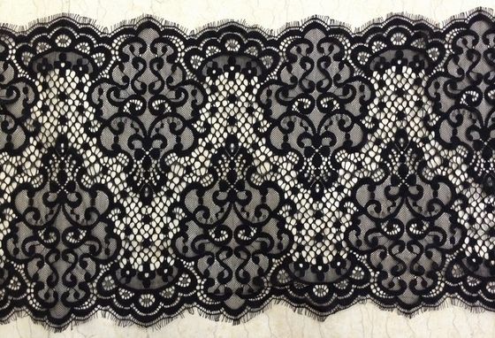 Règlage noir de dentelle de cil cranté par nylon pour le vêtement décoratif