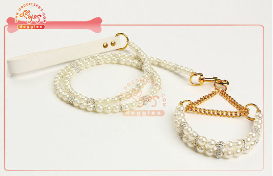 Collier exquis de formation de chien de chaîne de martingale de perle de perle pour le chien de jouet