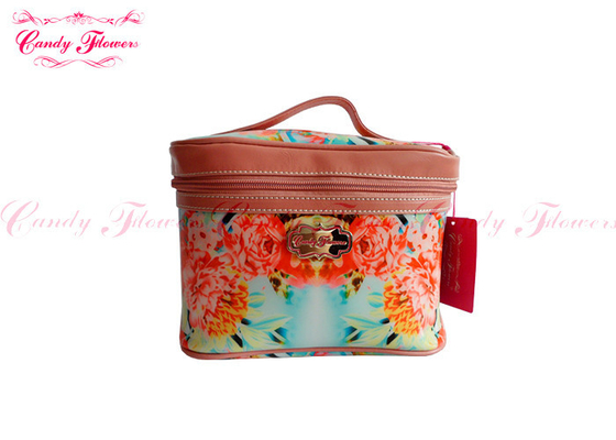 Petits adaptés aux besoins du client composent la caisse de cosmétiques florale de voyage de sac de toile