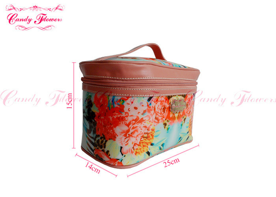 Petits adaptés aux besoins du client composent la caisse de cosmétiques florale de voyage de sac de toile