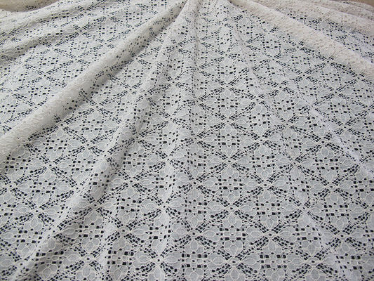 Tissu en nylon de dentelle de coton étirable pour l'habillement, tissu de maille de dentelle