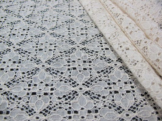 Tissu en nylon de dentelle de coton étirable pour l'habillement, tissu de maille de dentelle