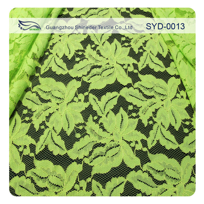 Tissu en nylon de dentelle de corde de coton vert et noir pour Madame Garment, modèle de feuille