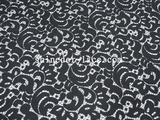 Azo écologique SYD-0036Z de teinture libre de fleur de coton de tissu en nylon noir de dentelle