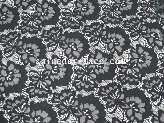 Conception simple de cavité de fleur de coton de tissu en nylon noir de dentelle pour l'habillement SYD-0174