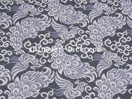 Noble pourpre/en ivoire de tissu en nylon de dentelle de Phoenix de modèle de coton unique de Deisgn pour l'habillement SYD-0187