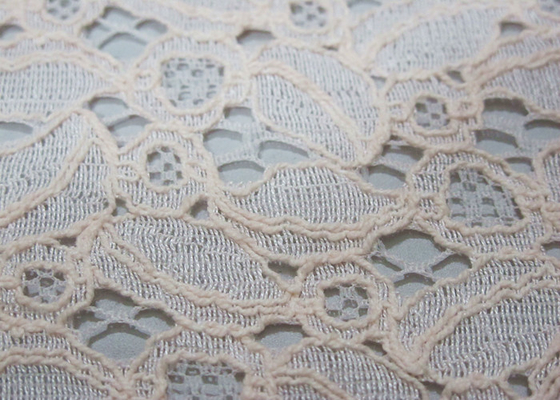 Tissu en nylon de dentelle de coton en ivoire pour des robes