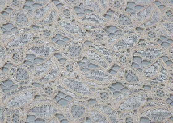 Tissu en nylon de dentelle de coton en ivoire pour des robes